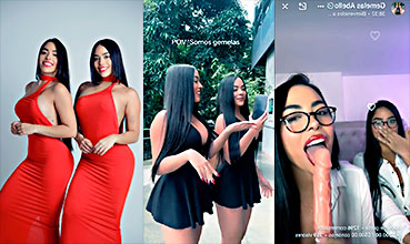 EN XORGASMO El hermoso Twin Abello se pone en vivo en su página de adultos donde compiten chupando un consolador muy largo para ver quién lo pone en la garganta