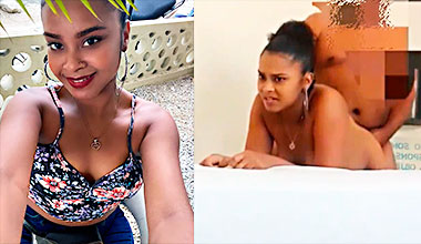 La joven dominicana Yilcaury Cuevas le dice que esa polla es muy grande que debe tener cuidado aunque también dice que le gustan así de grandes y que la follen duro en 4