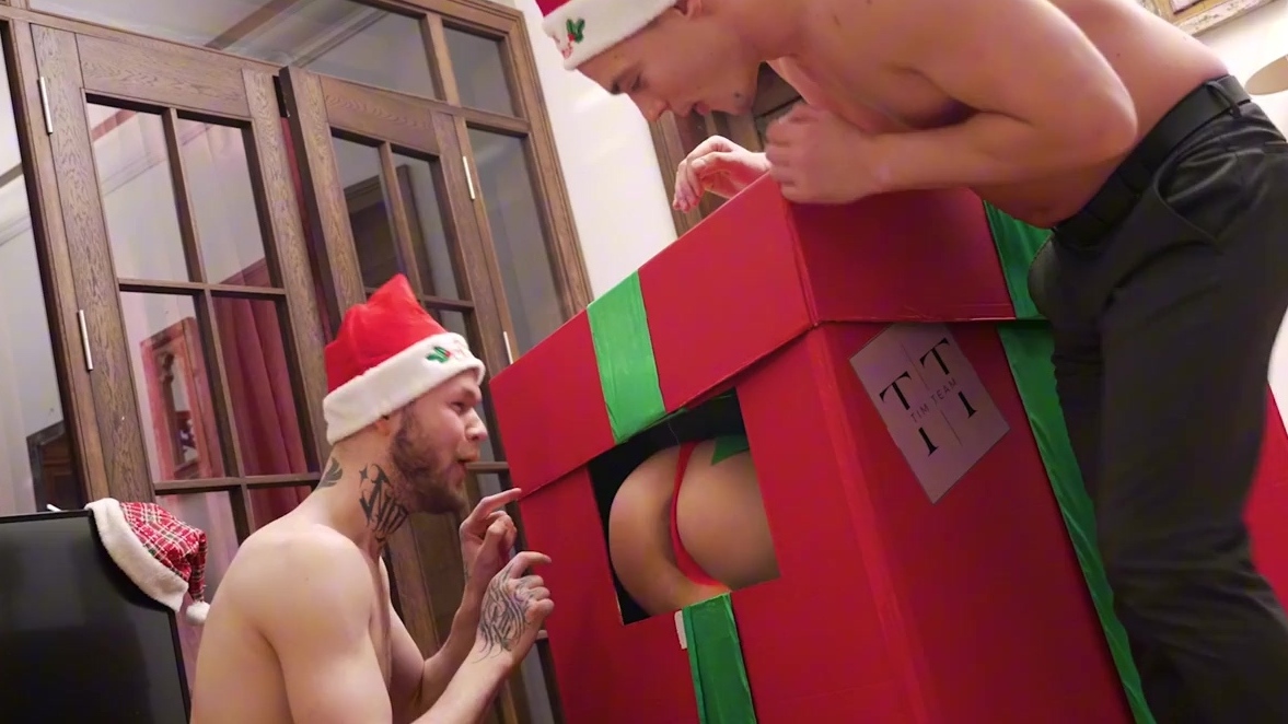 El duende navideño lleva dos gallos a través del agujero de la gloria: un regalo perfecto