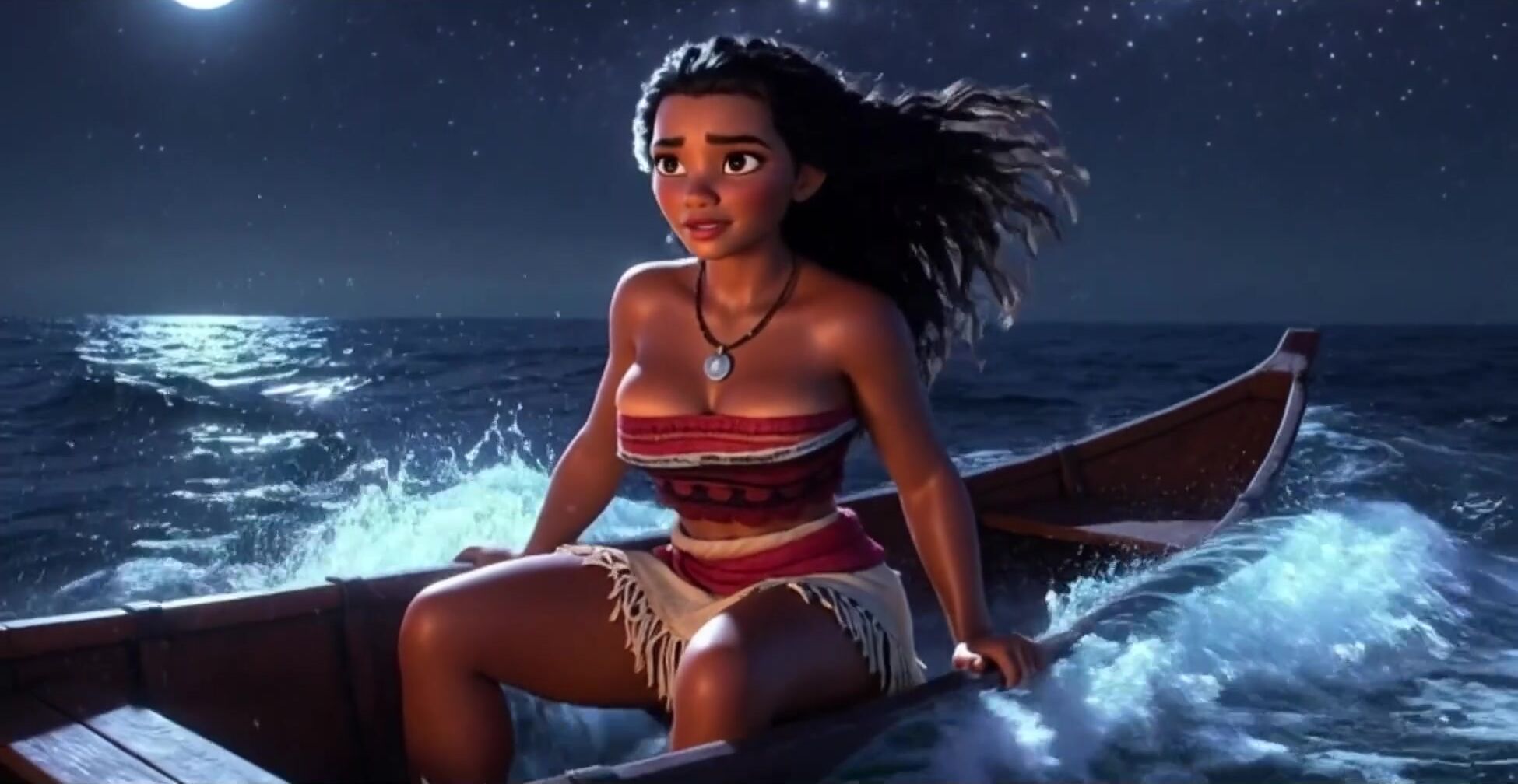 Moana generada por IA juega con su feo bebé