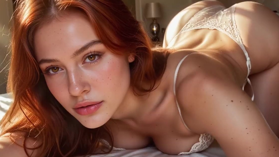 Pelirroja caliente absorbe cada centímetro de su enorme polla diseñada por IA